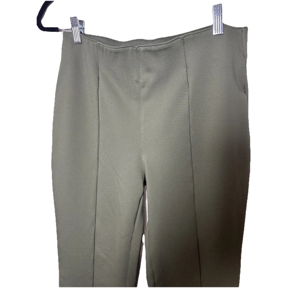 Abercrombie & Fitch Green Trousers Pants Pleated Split Hem Flare-Bottom Size L - Picture 3 of 12